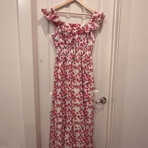 Betsey Johnson White and Red Floral Maxi Dress